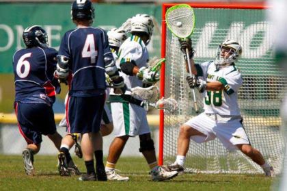 St Leo's Patrick Berry makes the stop (Photo courtesy Mike Carlson)